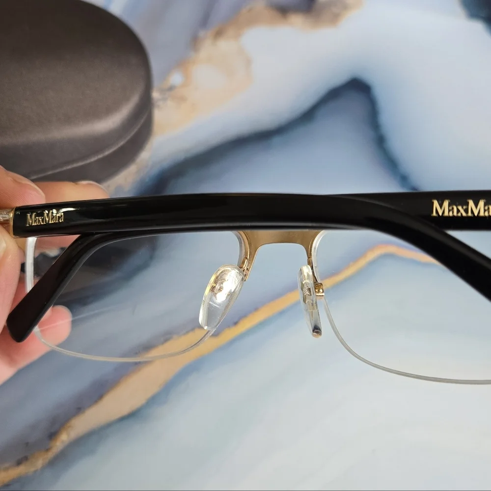 MaxMara•  Womens MM1236 Black W/ Gold Features Prescription Eyeglasses With Case